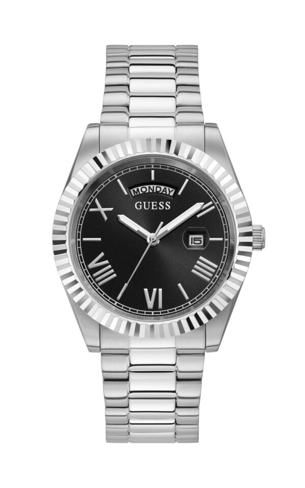 GUESS MEN WATCH CONNOISSEUR SILVER STAINLESS STEEL BRACELET