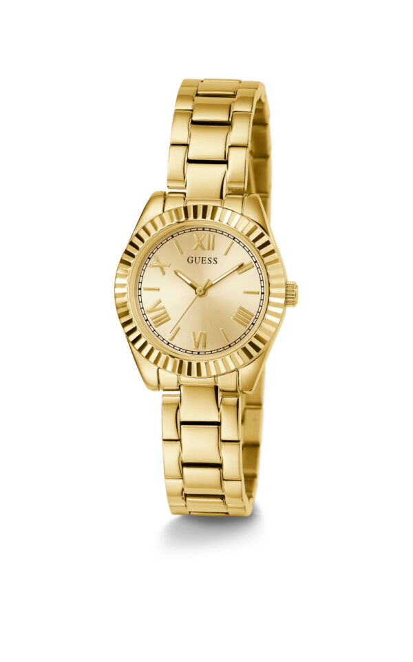 GUESS WATCH LADIES GOLD TONE ANALOG GOL STAINLESS STEEL BRACELET