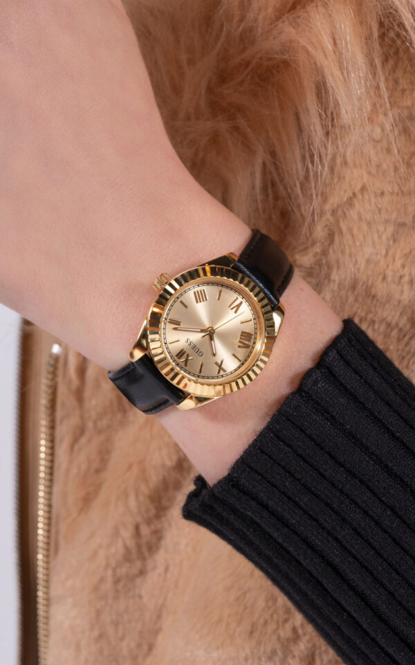 GUESS WOMAN WATCH MINI LUNA BLACK LEATHER STRAP