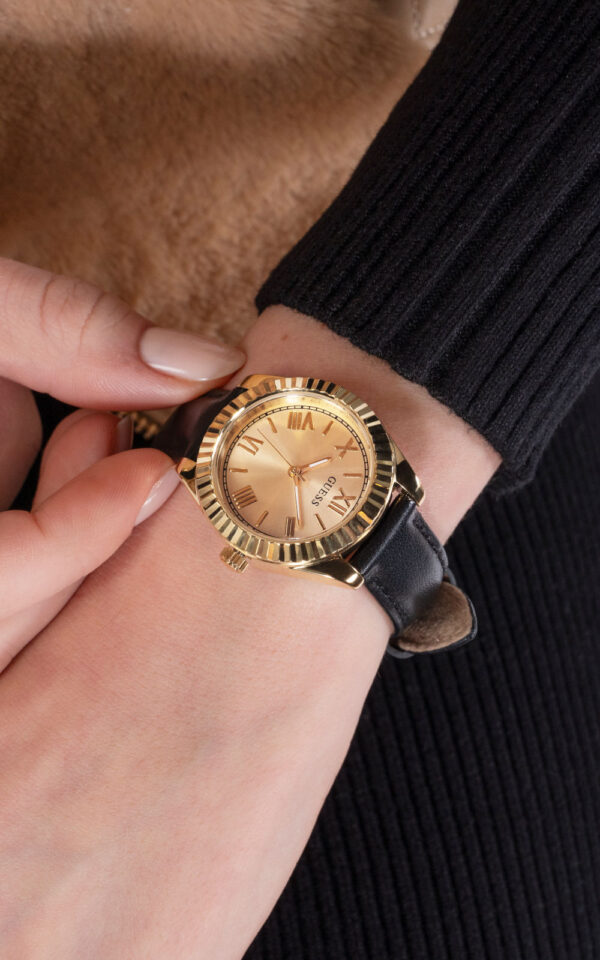 GUESS WOMAN WATCH MINI LUNA BLACK LEATHER STRAP