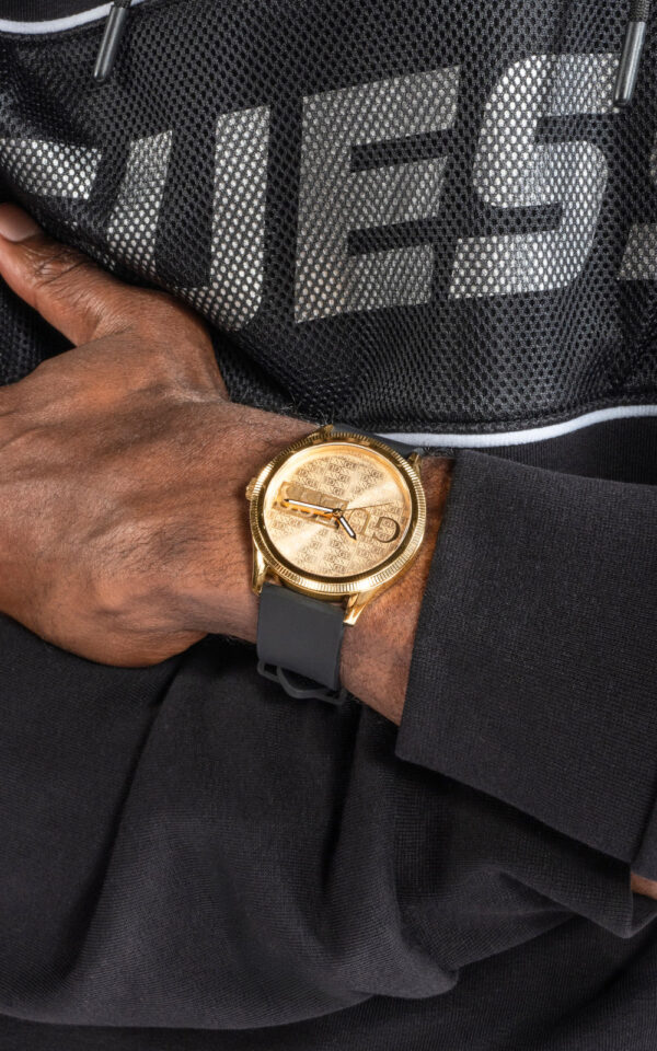 GUESS MEN WATCH REPUTATION BLACK RUBBER STRAP