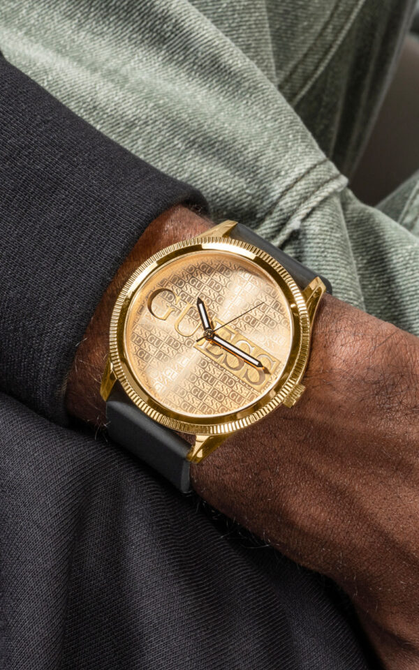 GUESS MEN WATCH REPUTATION BLACK RUBBER STRAP