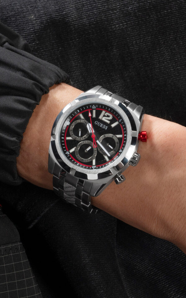 GUESS MEN WATCH RESISTANCE SILVER STAINLESS STEEL BRACELET