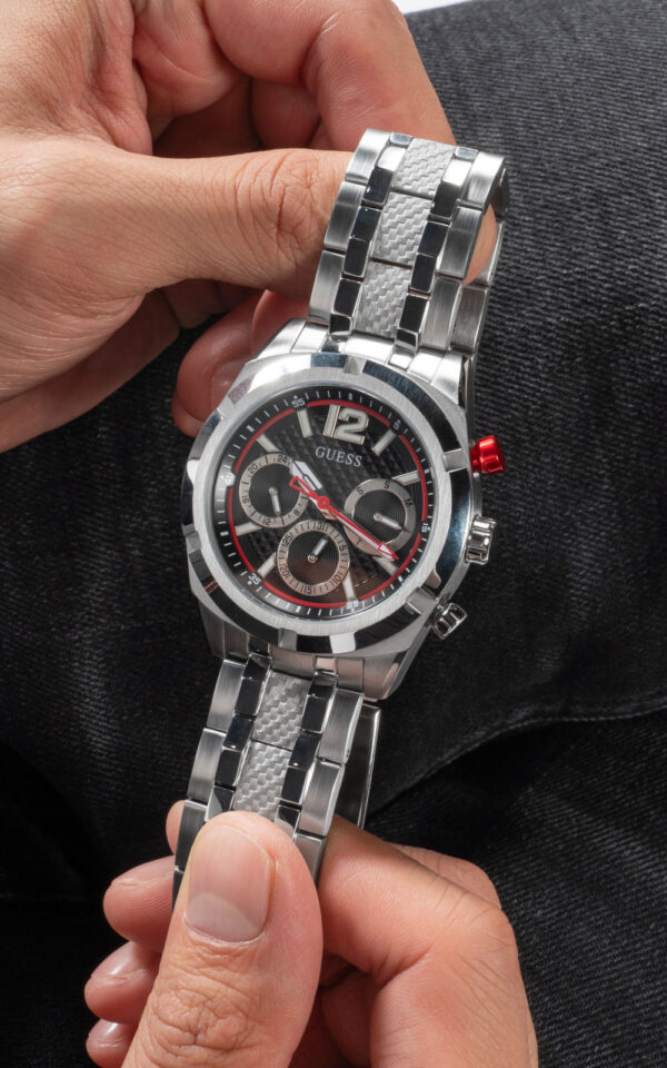 GUESS MEN WATCH RESISTANCE SILVER STAINLESS STEEL BRACELET