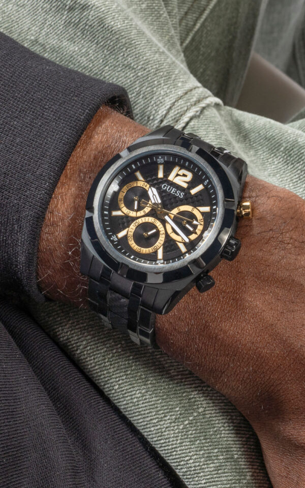GUESS MEN WATCH RESISTANCE BLACK STAINLESS STEEL BRACELET