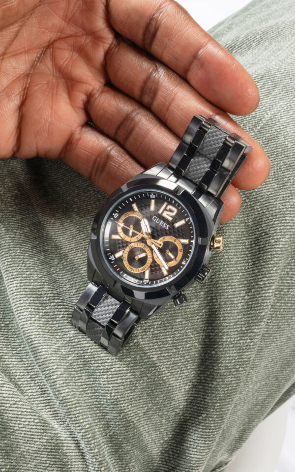 GUESS MEN WATCH RESISTANCE BLACK STAINLESS STEEL BRACELET