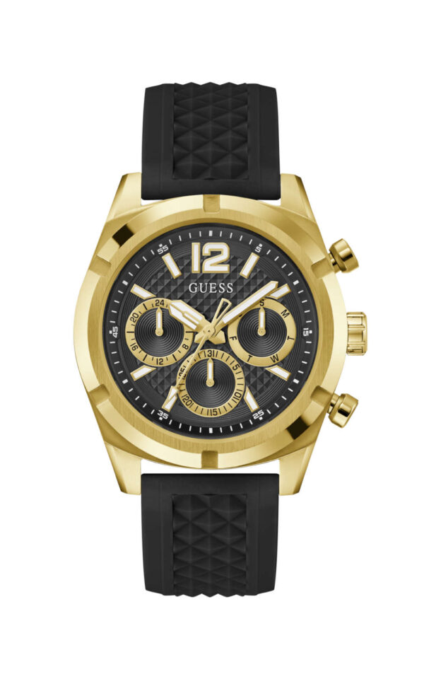 GUESS MEN WATCH RESISTANCE BLACK RUBBER STRAP