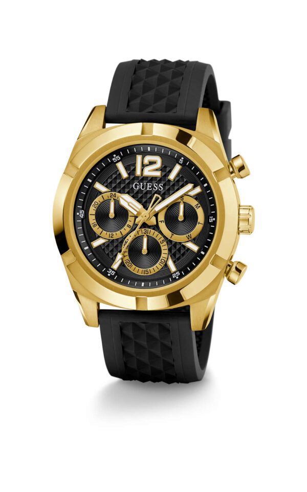 GUESS MEN WATCH RESISTANCE BLACK RUBBER STRAP