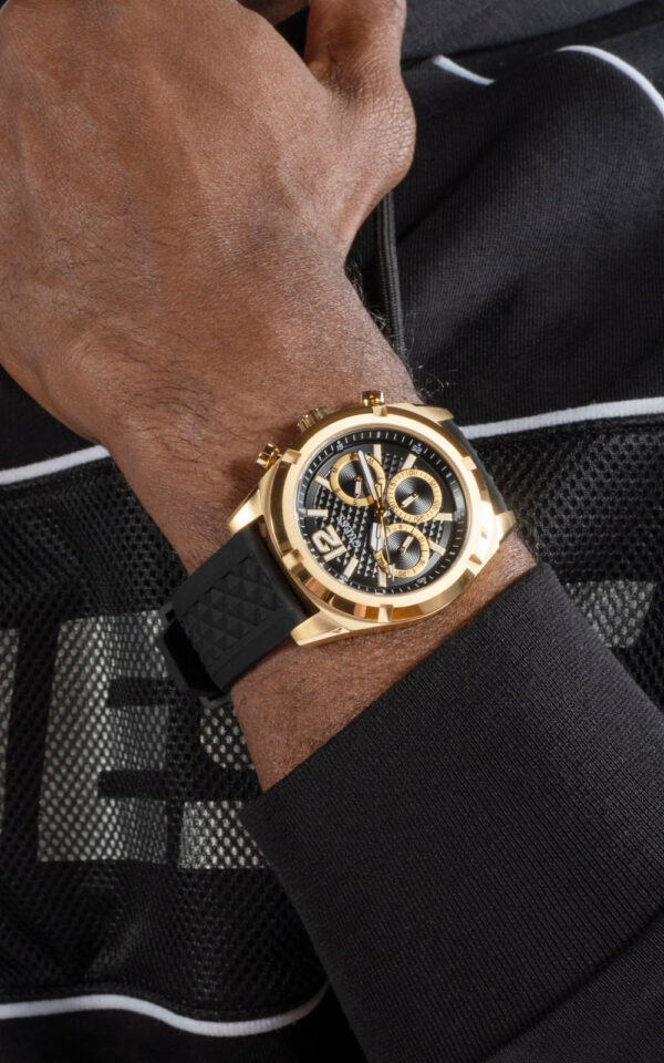 GUESS MEN WATCH RESISTANCE BLACK RUBBER STRAP