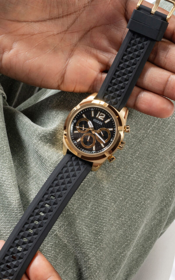 GUESS MEN WATCH RESISTANCE BLACK RUBBER STRAP