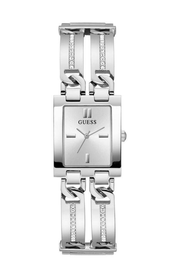 GUESS WOMAN WATCH LADIES SILVER TONE ANALOG DOUBLE STAINLESS STEEL BRACELET