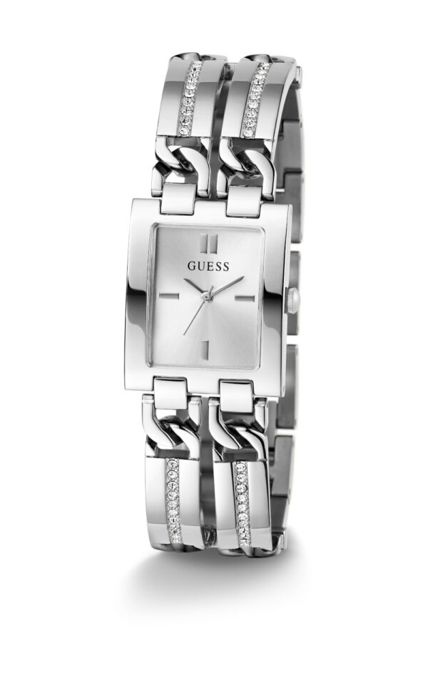 GUESS WOMAN WATCH LADIES SILVER TONE ANALOG DOUBLE STAINLESS STEEL BRACELET
