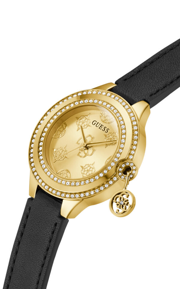 GUESS WATCH CHARMED CRYSTALS BLACK RUBBER STRAP