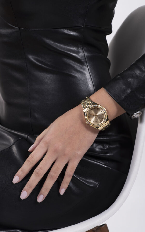 GUESS WOMAN WATCH COSMO GOLD STAINLESS STEEL BRACELET