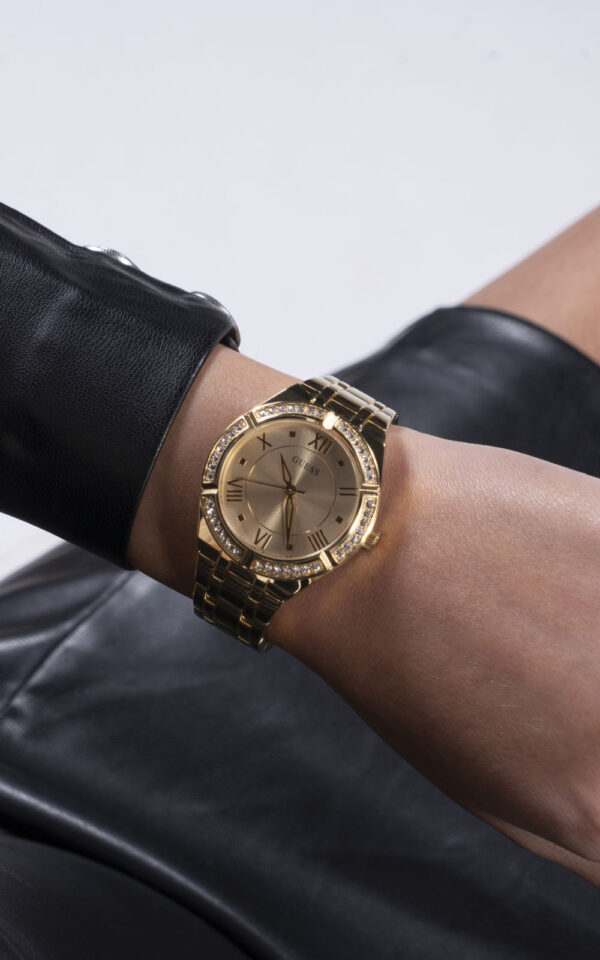 GUESS WOMAN WATCH COSMO GOLD STAINLESS STEEL BRACELET