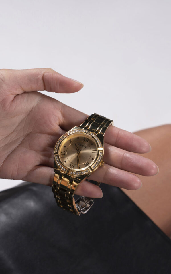 GUESS WOMAN WATCH COSMO GOLD STAINLESS STEEL BRACELET