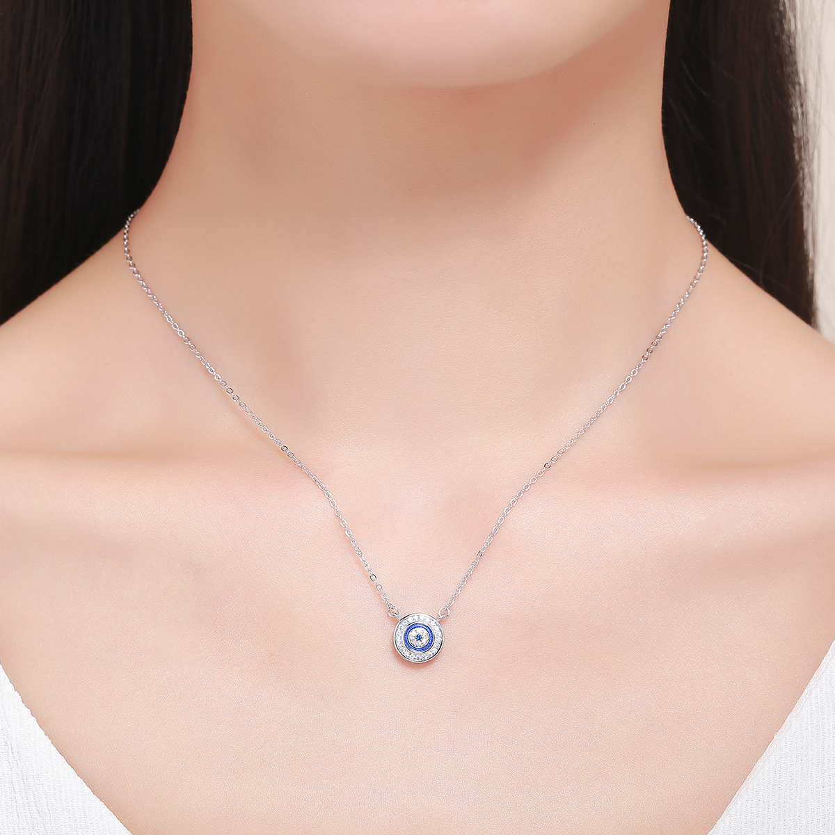 ΑΣΗΜΕΝΙΟ ΓΥΝΑΙΚΕΙΟ ΚΟΛΙΕ (925) Silver Eye Necklace - Image 2