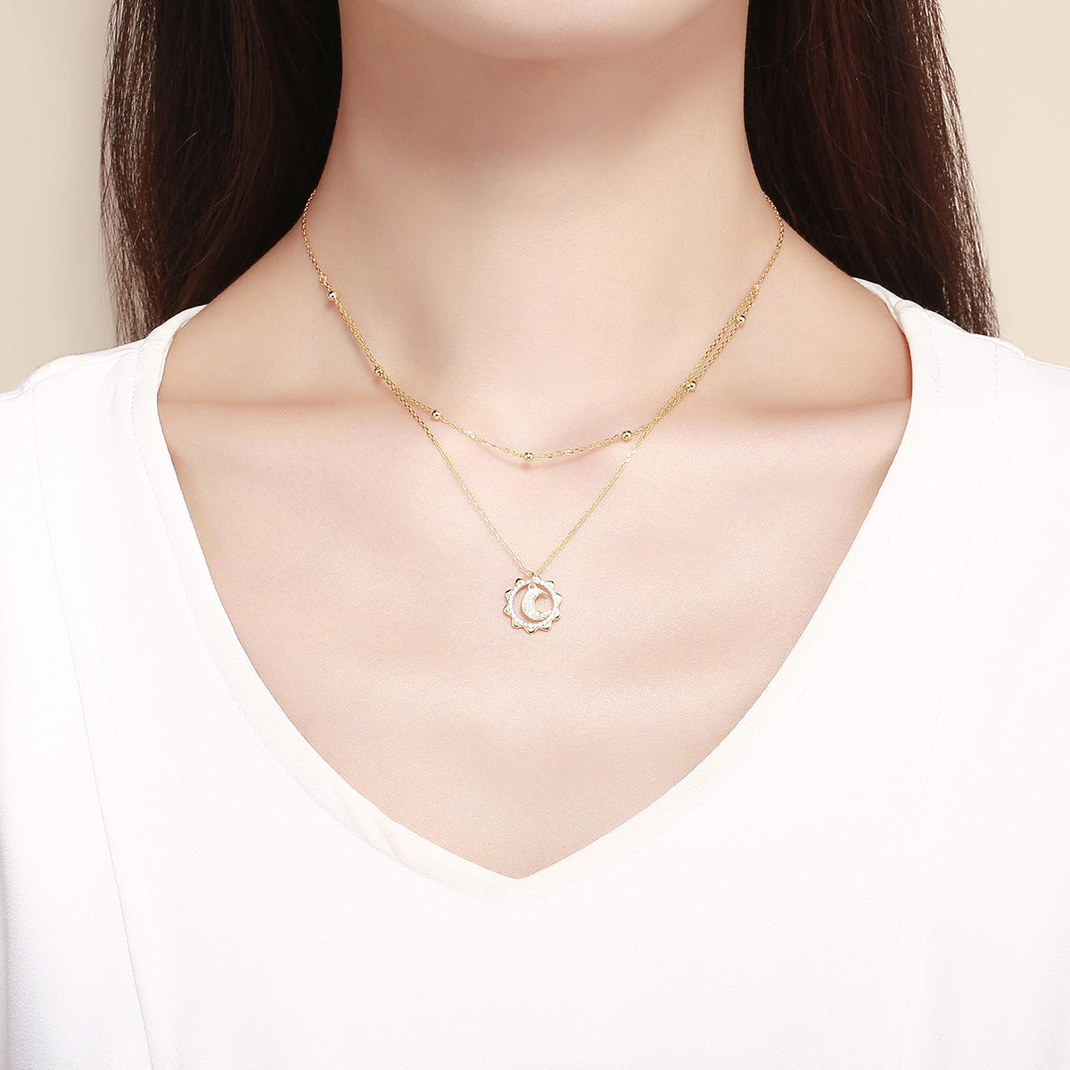 ΑΣΗΜΕΝΙΟ ΓΥΝΑΙΚΕΙΟ ΚΟΛΙΕ (925) Silver Gold Necklace Moon - Image 2