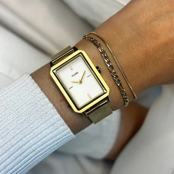 CLUSE WATCH Fluette Mesh Gold Stainless Steel Bracelet Gift Set