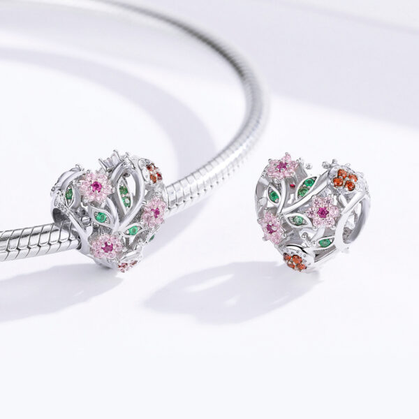 ΑΣΗΜΕΝΙΟ CHARM (925) Heart with flower stones