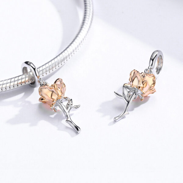 ΑΣΗΜΕΝΙΟ CHARM (925) Rose flower gold