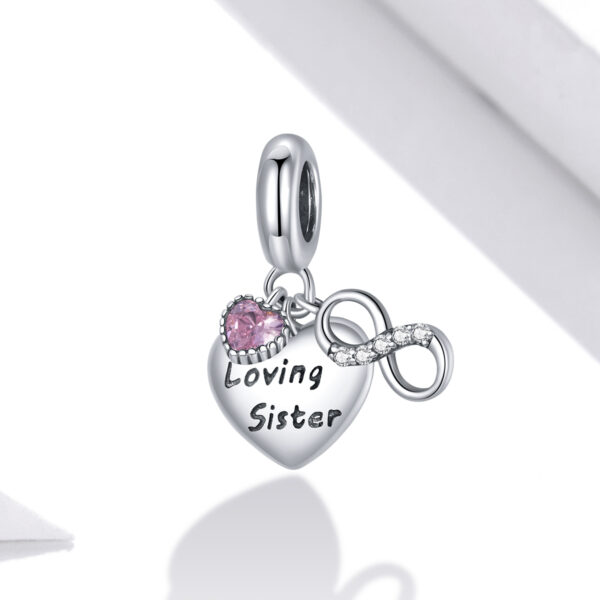 ΑΣΗΜΕΝΙΟ CHARM (925) Heart loving sister with infinity