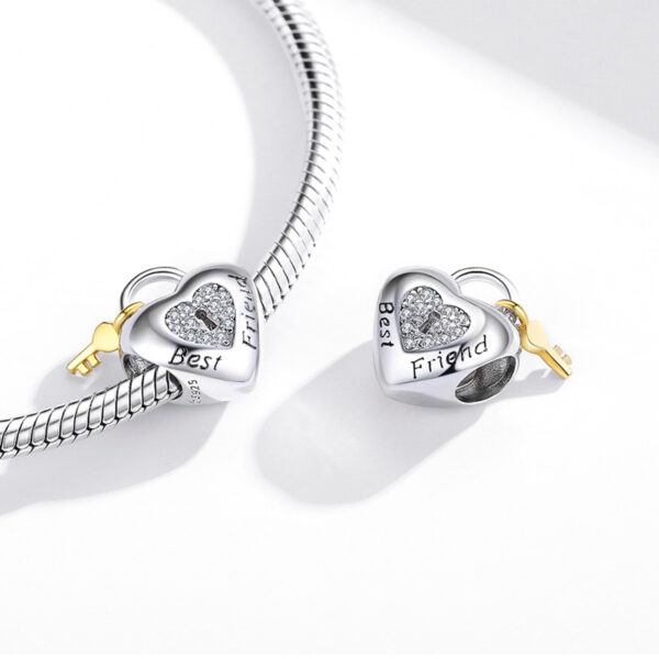 ΑΣΗΜΕΝΙΟ CHARM (925) Heart lock Best friends