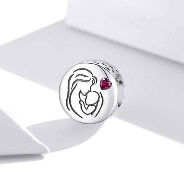 ΑΣΗΜΕΝΙΟ CHARM (925) Silver mom with baby and red heart
