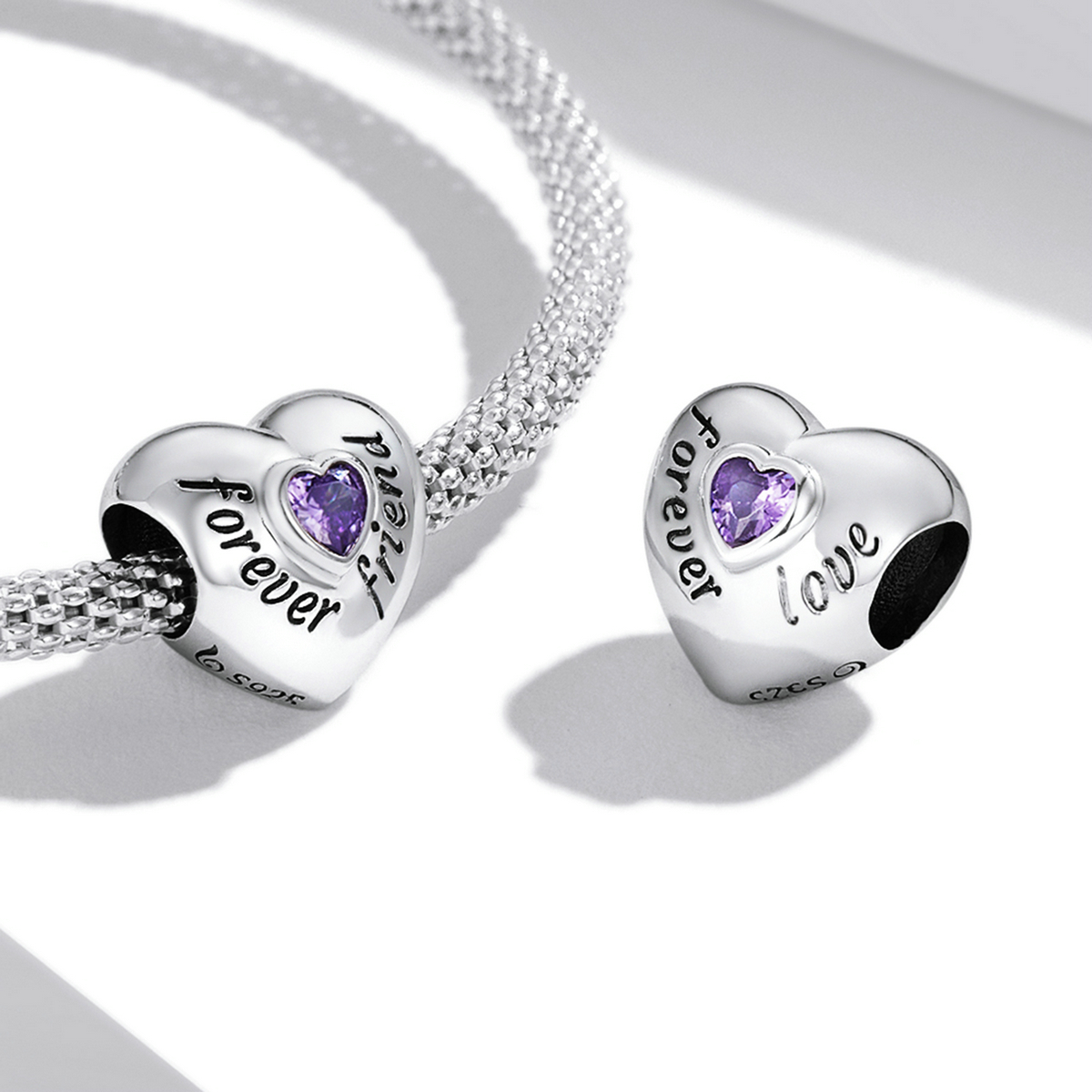 ΑΣΗΜΕΝΙΟ CHARM (925) Forever friend with pink stone - Image 2
