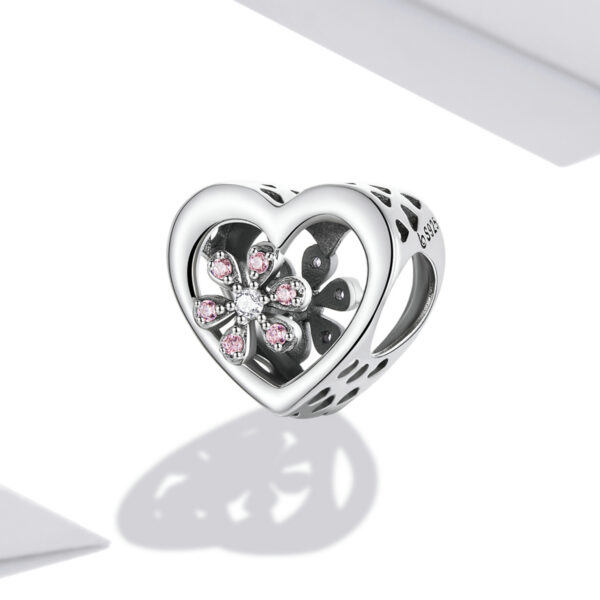 ΑΣΗΜΕΝΙΟ CHARM (925) Silver Heart with pink margarita