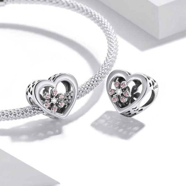 ΑΣΗΜΕΝΙΟ CHARM (925) Silver Heart with pink margarita