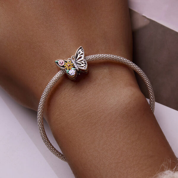 ΑΣΗΜΕΝΙΟ CHARM (925) Butterfly and flowers