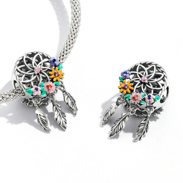 ΑΣΗΜΕΝΙΟ CHARM (925) Flowerful dreamcatcher