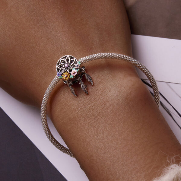 ΑΣΗΜΕΝΙΟ CHARM (925) Flowerful dreamcatcher