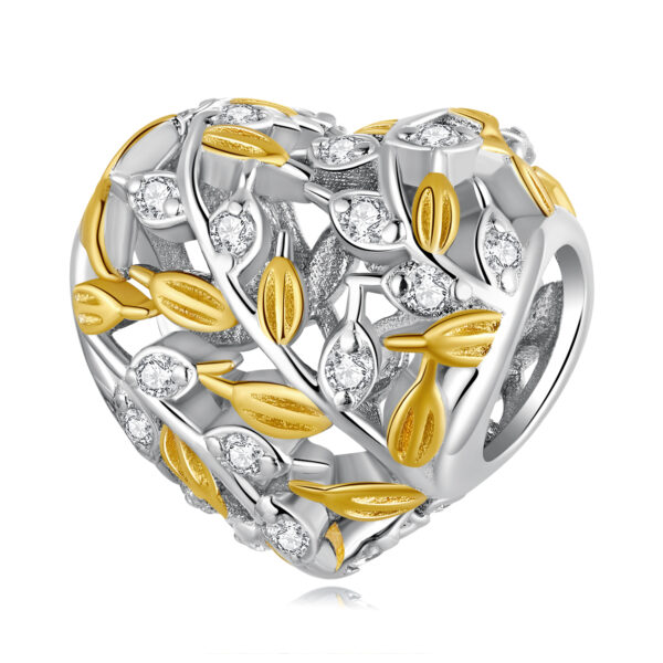ΑΣΗΜΕΝΙΟ CHARM (925) Silver heart with gold details
