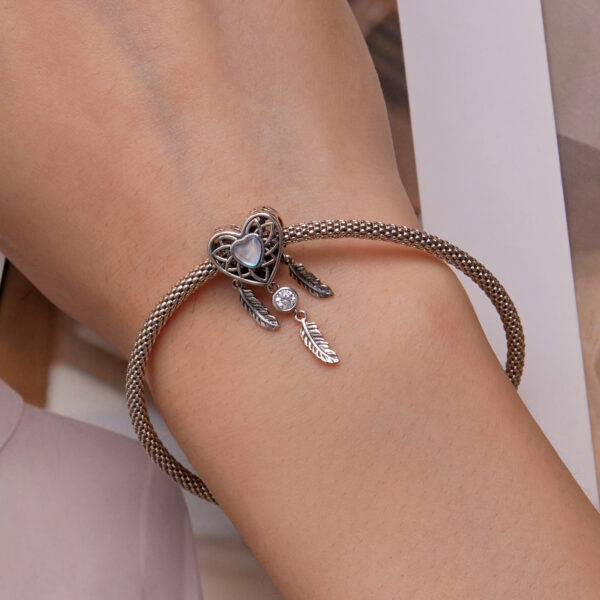 ΑΣΗΜΕΝΙΟ CHARM (925) Heart dreamcacher with blue stone
