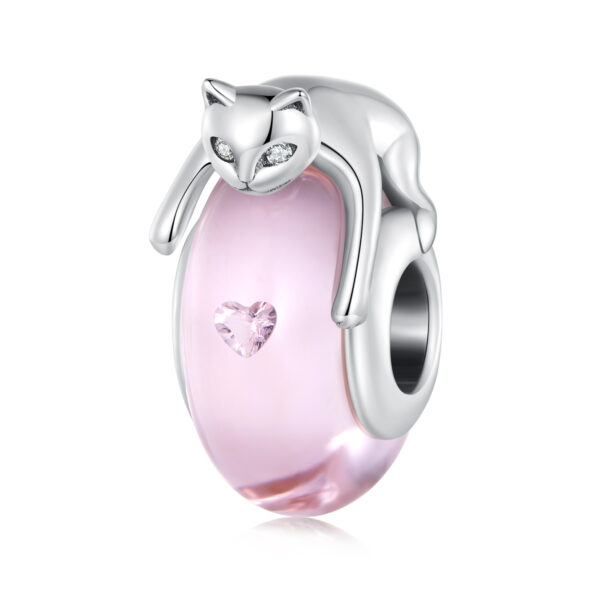 ΑΣΗΜΕΝΙΟ CHARM (925) Glass cat bead
