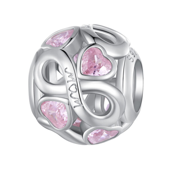 ΑΣΗΜΕΝΙΟ CHARM (925) Mom infinity with pink hearts