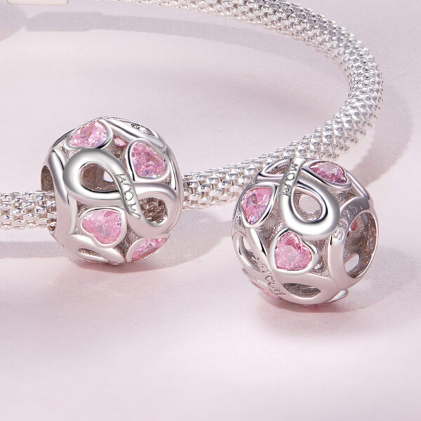 ΑΣΗΜΕΝΙΟ CHARM (925) Mom infinity with pink hearts