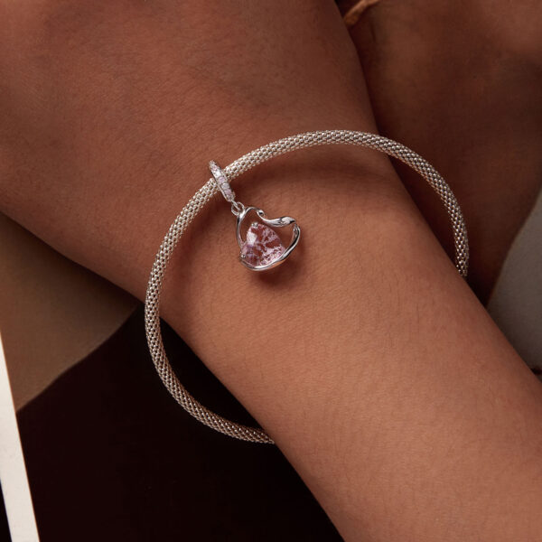 ΑΣΗΜΕΝΙΟ CHARM (925) Pendant heart with pink heart