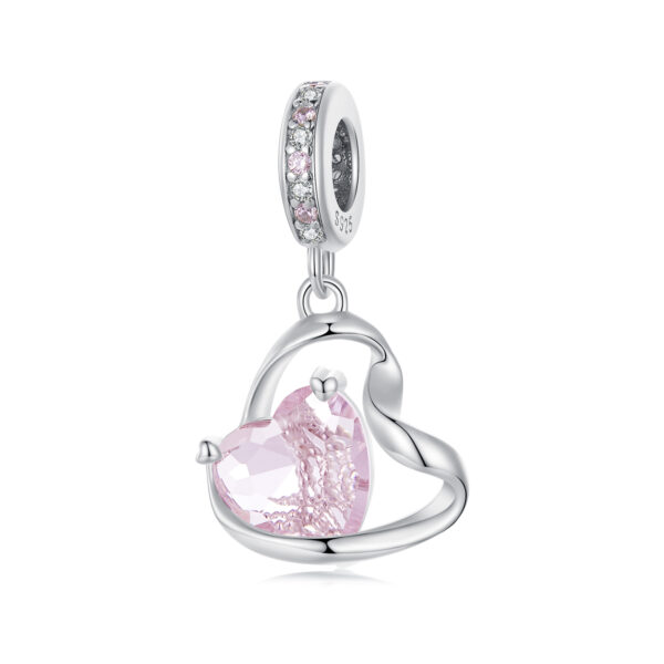 ΑΣΗΜΕΝΙΟ CHARM (925) Pendant heart with pink heart