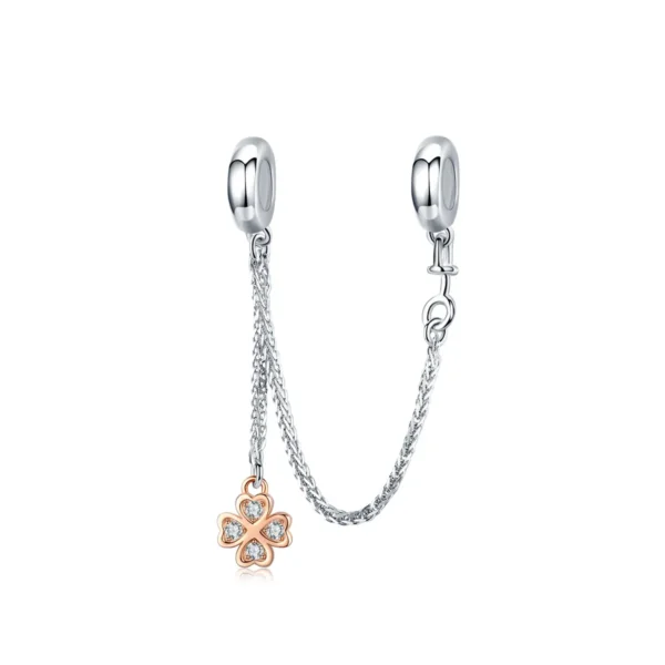 ΑΣΗΜΕΝΙΟ CHARM (925) Safety chain with flower