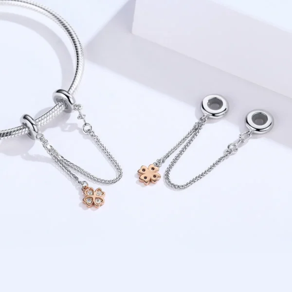 ΑΣΗΜΕΝΙΟ CHARM (925) Safety chain with flower