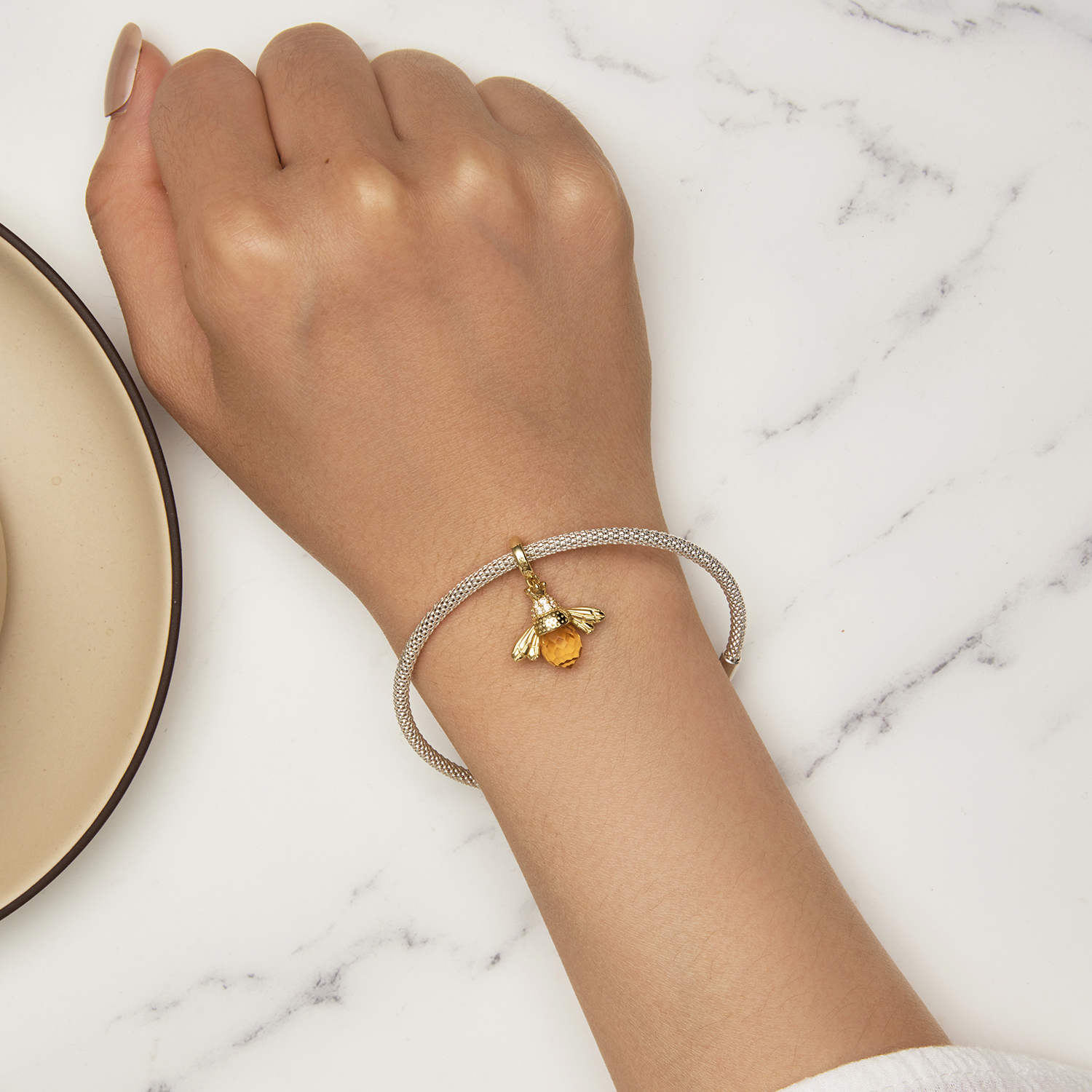 ΑΣΗΜΕΝΙΟ CHARM (925) Orange bee - Image 2
