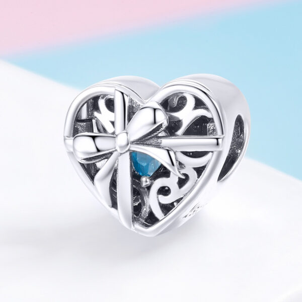 ΑΣΗΜΕΝΙΟ CHARM (925) Silver heart charm with blue stone