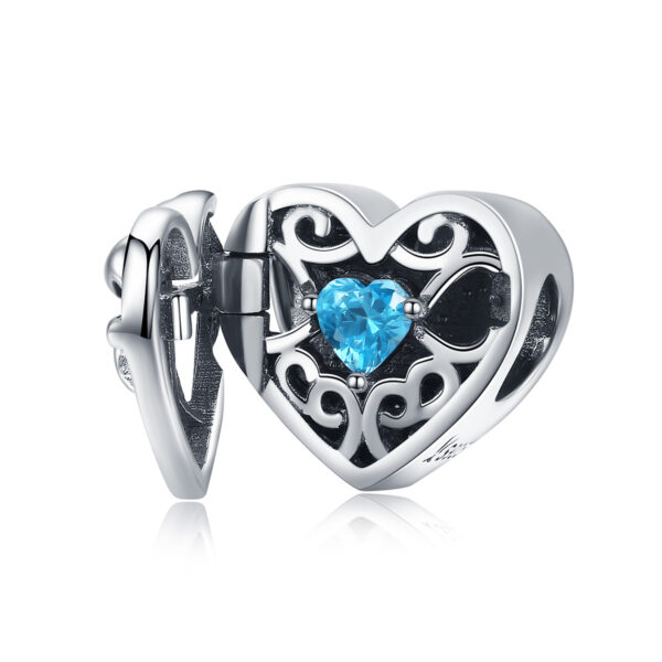 ΑΣΗΜΕΝΙΟ CHARM (925) Silver heart charm with blue stone