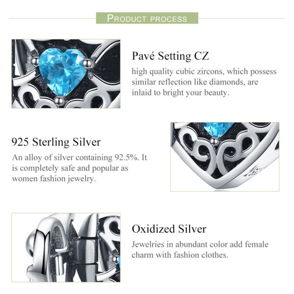 ΑΣΗΜΕΝΙΟ CHARM (925) Silver heart charm with blue stone