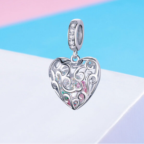 ΑΣΗΜΕΝΙΟ CHARM (925) Silver heart charm with stone inside
