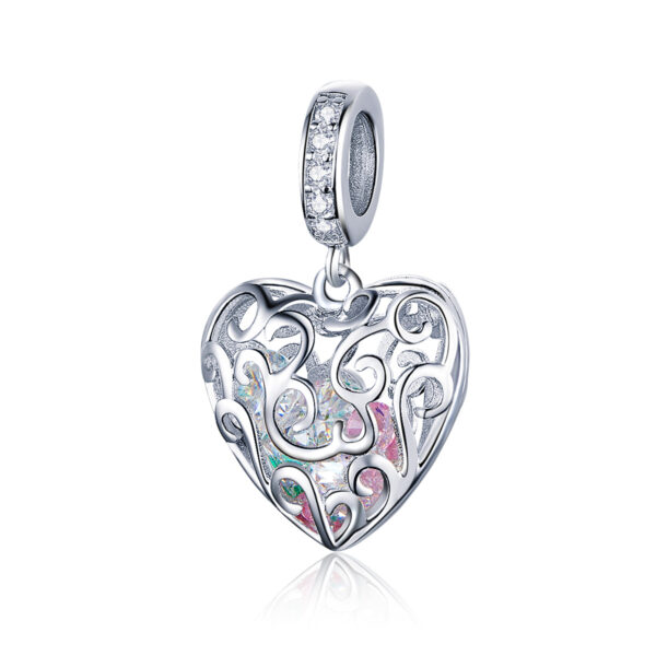 ΑΣΗΜΕΝΙΟ CHARM (925) Silver heart charm with stone inside