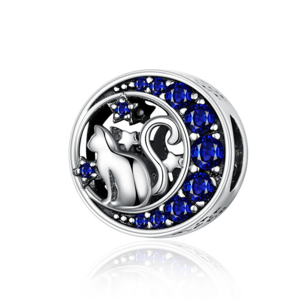 ΑΣΗΜΕΝΙΟ CHARM (925) Blue stones cat stars